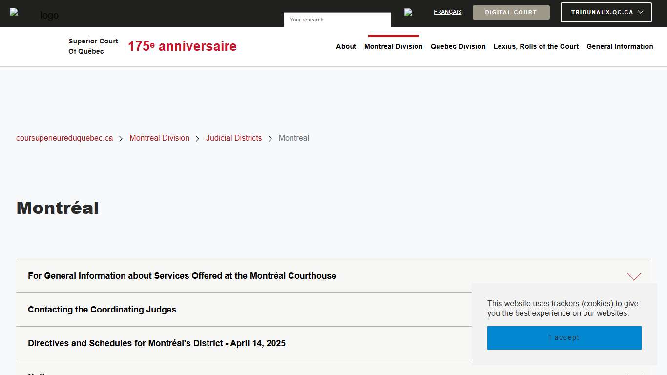 Montreal Judicial Districts Superior Court of Québec - cour-superieure